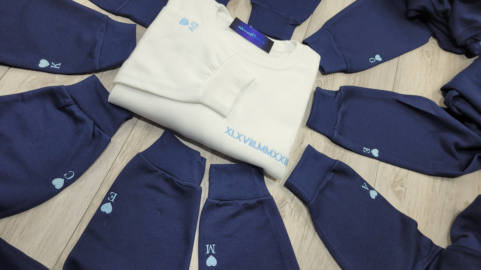 Matching Roman Numerals Sweatshirt with Custom Sleeve - Personalized for Bride and Bridesmaids