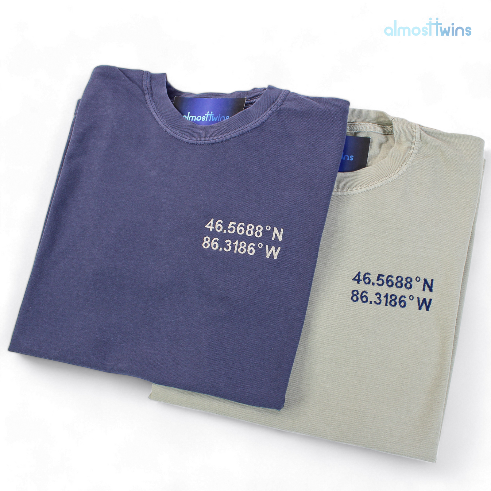 Custom coordinates Tshirt with special message on the sleeve