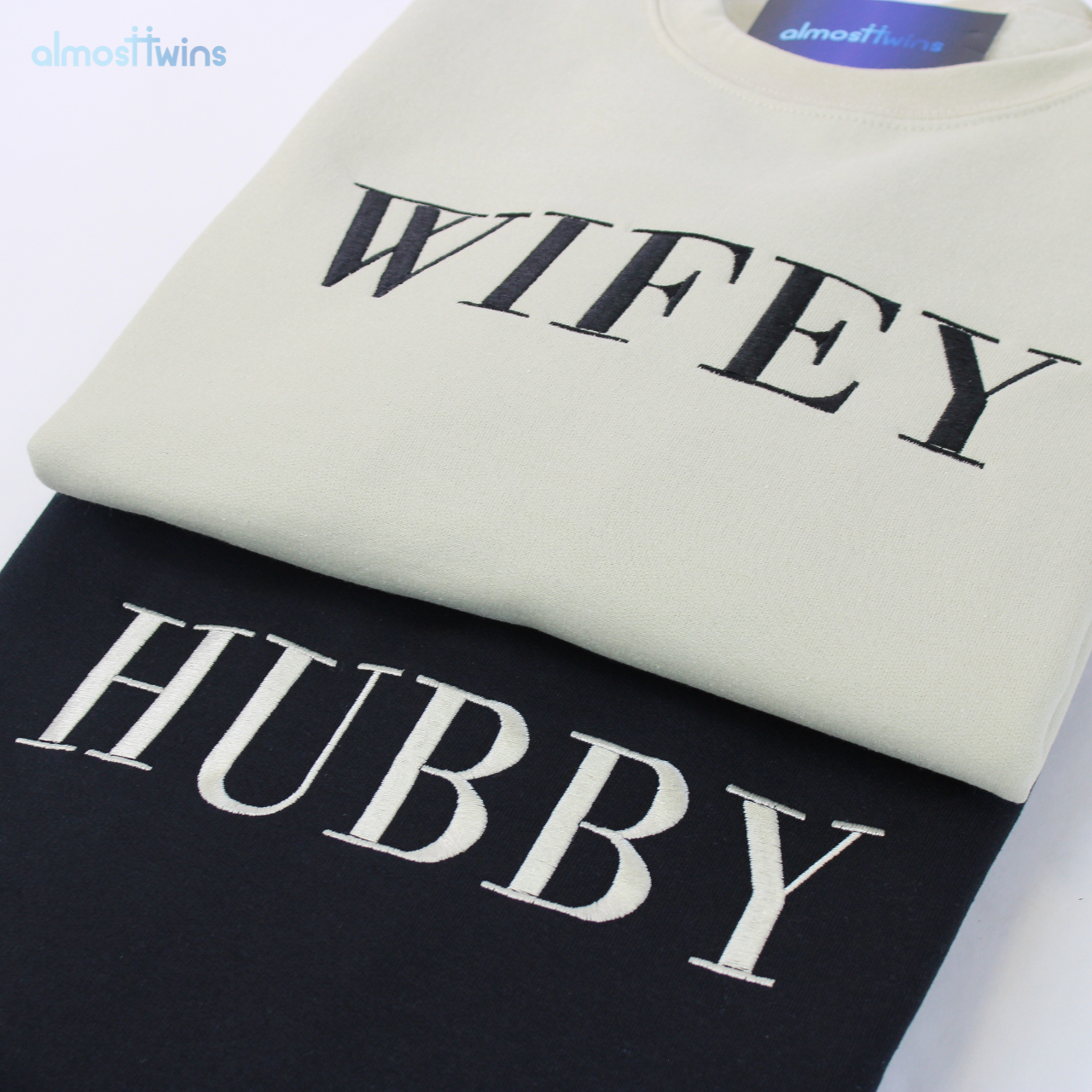 Hubby And Wifey Sweatshirt with custom sleeve