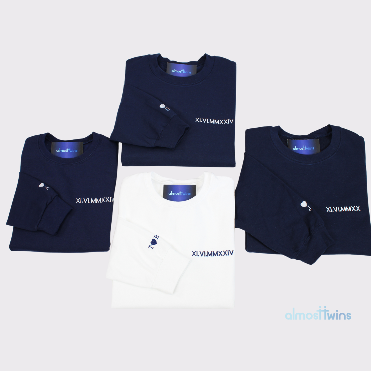 Matching Roman Numerals Sweatshirt with Custom Sleeve - Personalized for Bride and Bridesmaids