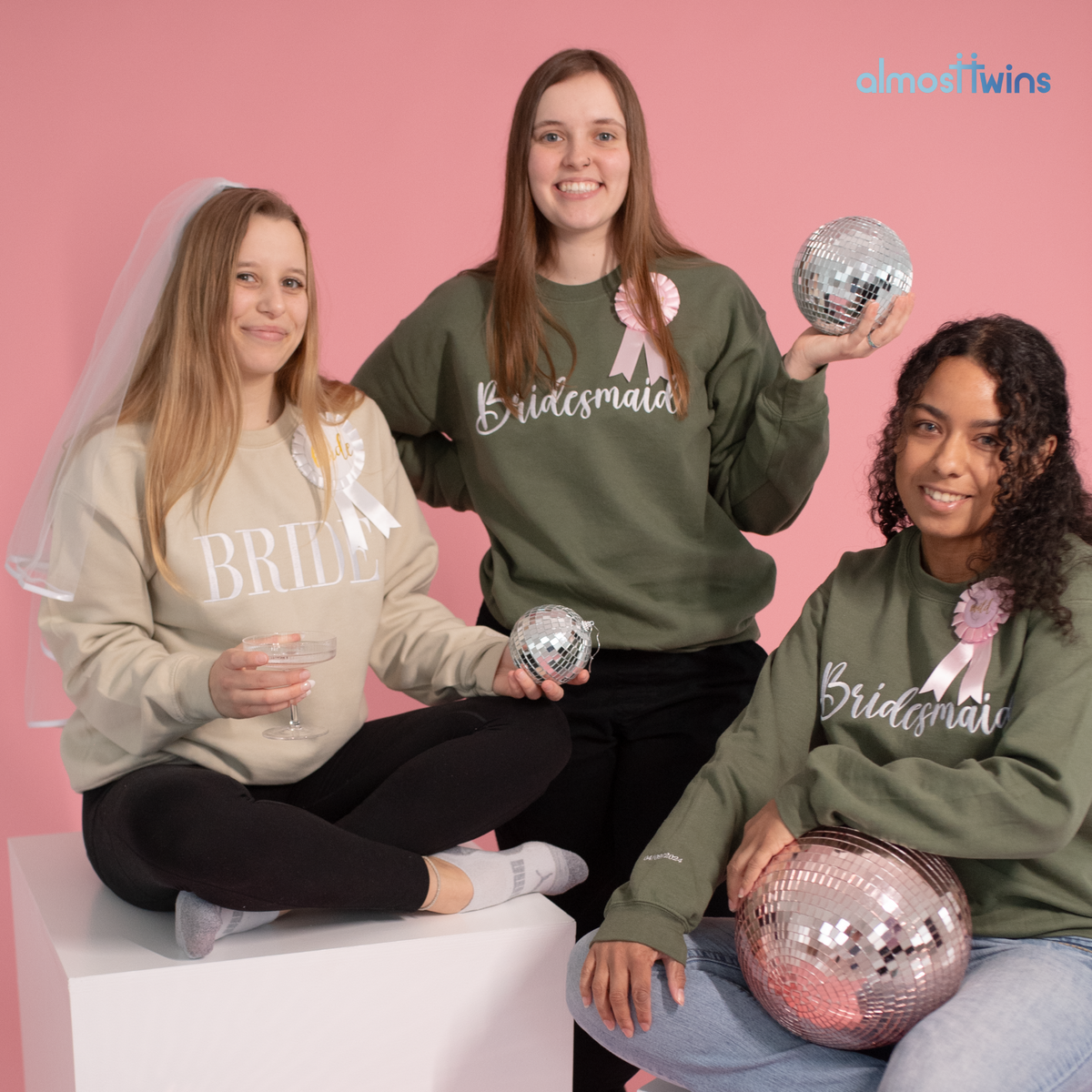 Bride and Bridesmaids Sweatshirt with Custom Sleeve