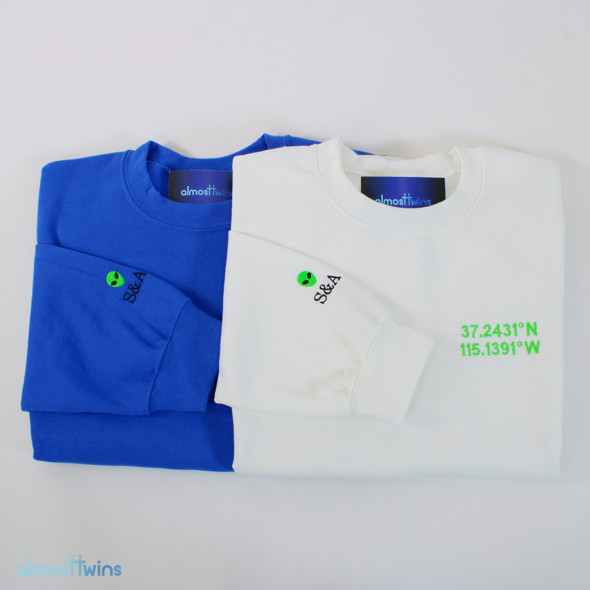 Custom coordinates Sweatshirt with special message on the sleeve