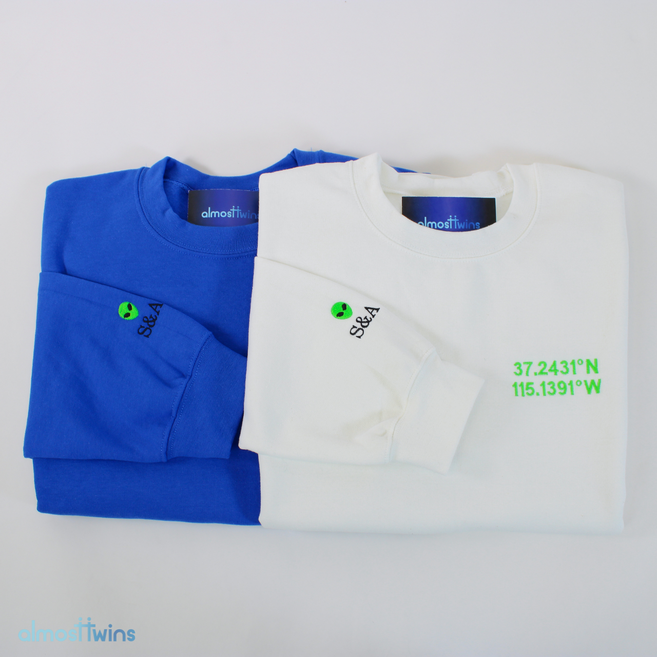 Custom coordinates Sweatshirt with special message on the sleeve