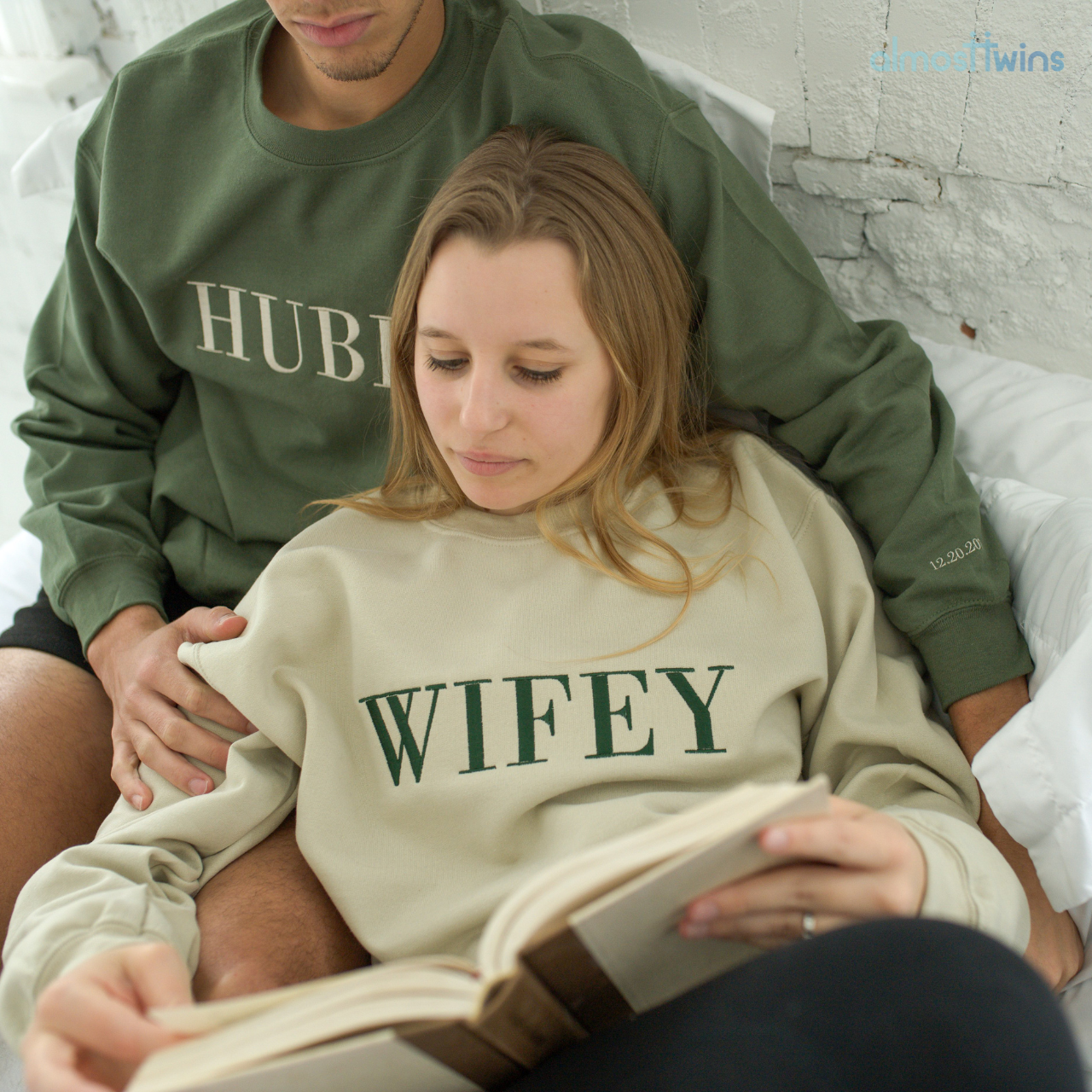 Hubby And Wifey Sweatshirt with custom sleeve