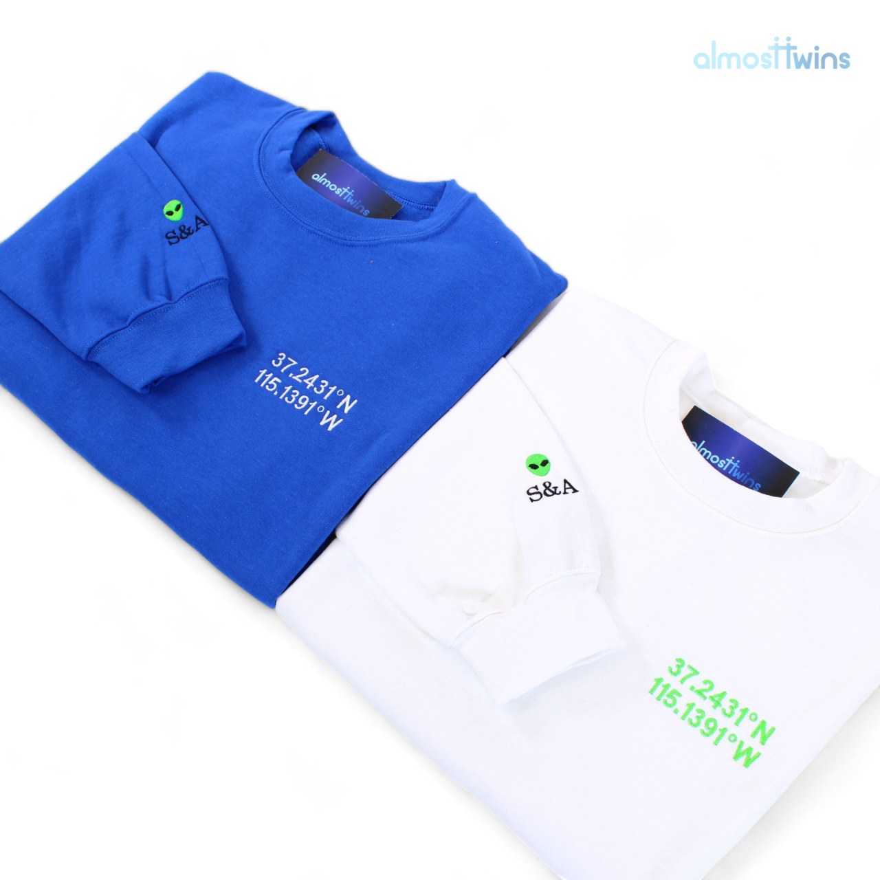 Custom coordinates Sweatshirt with special message on the sleeve